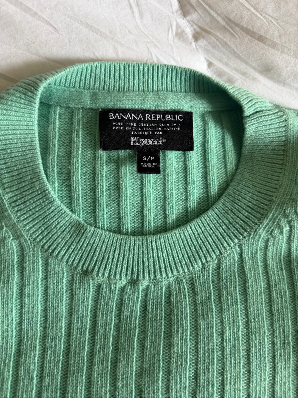 Banana Republic Flipucci y2k Teal Ribbed Crewneck Sweater soft cotton